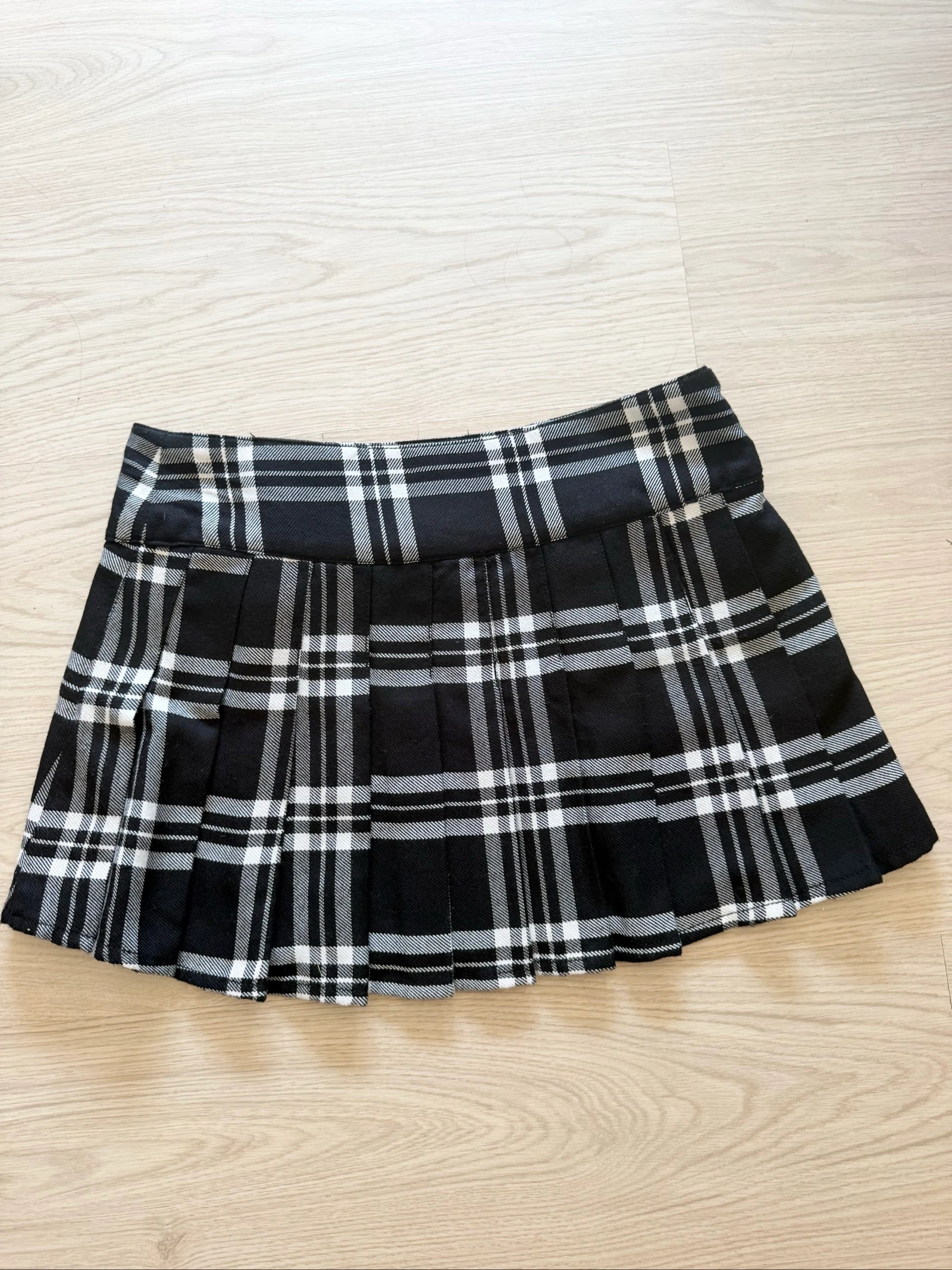 Mini schoolgirl skirt in black white gray checkered pattern Black Premium size 40 L – photo 4